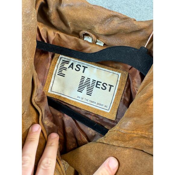 Vintage 80s East West Chore Waxed Jacket Womens Small Brown Patchwork Outdoor - Picture 6 of 6
